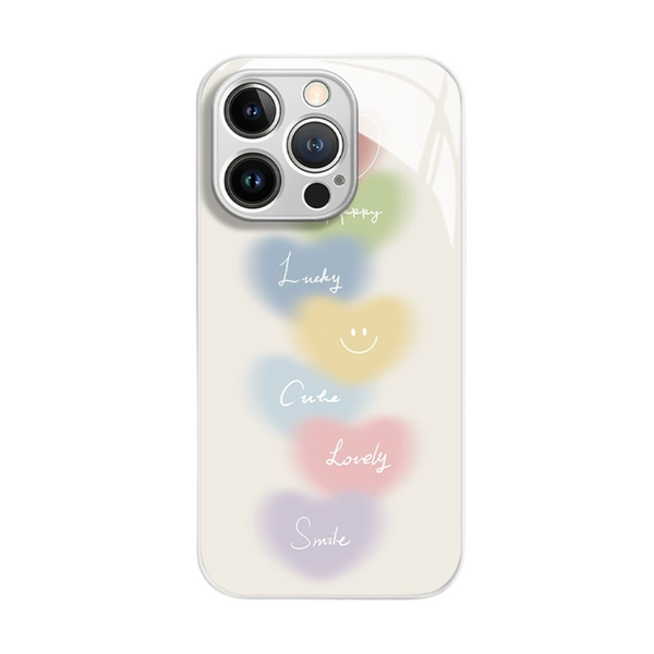 Colorful Hearts Glass Phone Case