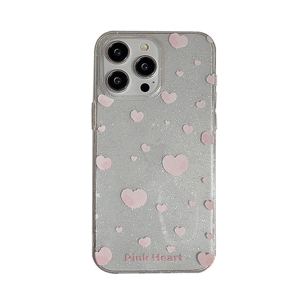Pink Hearts Glitter TPU Phone Case