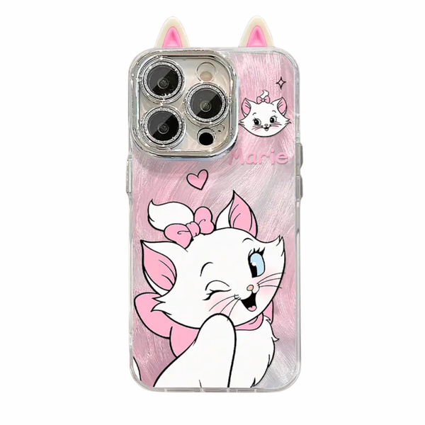 Marie Cat Acrylic Phone Case with Cat Ears